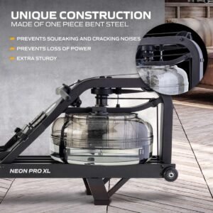 Roeitrainer Waterweerstand - 10 Weerstandsniveaus - 150 kg Max Belastbaar Gewicht - Gelegeerd Staal - Zwart - Fitnessapparaat (9113767886662)