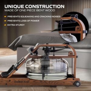 Roeitrainer Waterweerstand - Walnoot Hout - 10 Weerstandsniveaus - Ergonomische Handgreep - Voor Thuisgebruik (9113768113934)