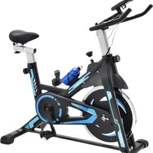 Spinningfiets - Hometrainer Met 10 Kg Vliegwiel - Riemaandrijving & Traploze Weerstand - Met LCD-Scherm - Kleur Zwart (6152516961918)