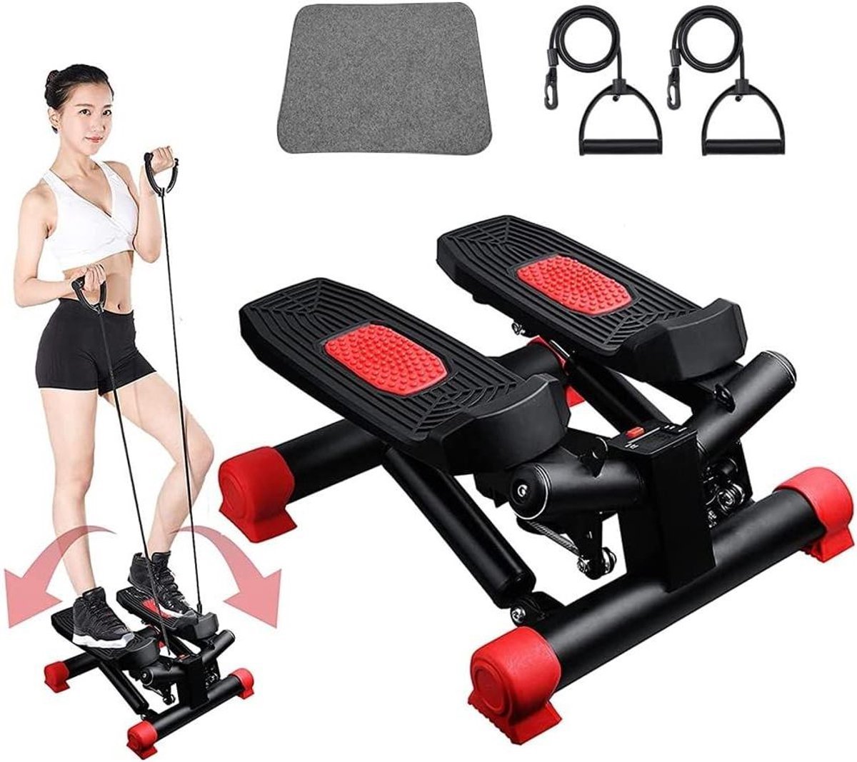 Stepper met Touwen - Hometrainer Machine - Thuis Trainen - 2-in-1 Twister Functie - 39x38x31 cm - Zwart (9101219880900)
